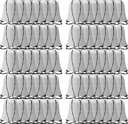 60 Pieces Drawstring Backpack Bags Sports Sackpack Bulk Cinch Gym Bag For Women Men Outdoor Sports Backpack（White）