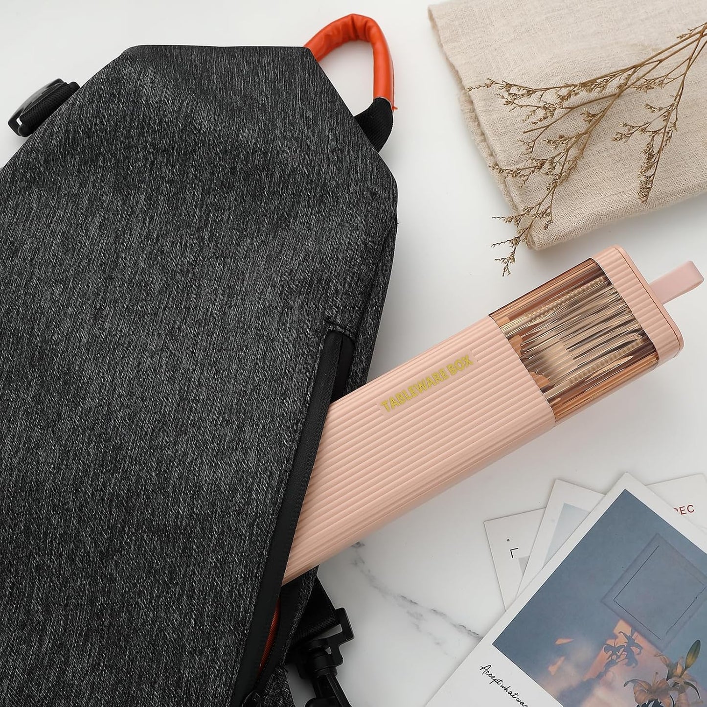 DEVICO Travel Utensils with Case, 18/8 Stainless Steel Reusable Silverware Set for Lunch Box, Portable Cutlery Set, Fork and Spoon Set for Camping, Lunch, Picnic, Workplace, School (Pink)