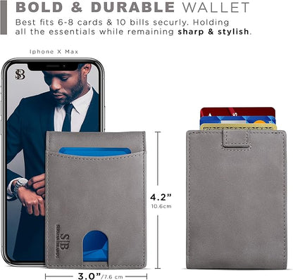 SERMAN BRANDS RFID Blocking Slim Bifold Genuine Leather Thin Minimalist Front - Image 5