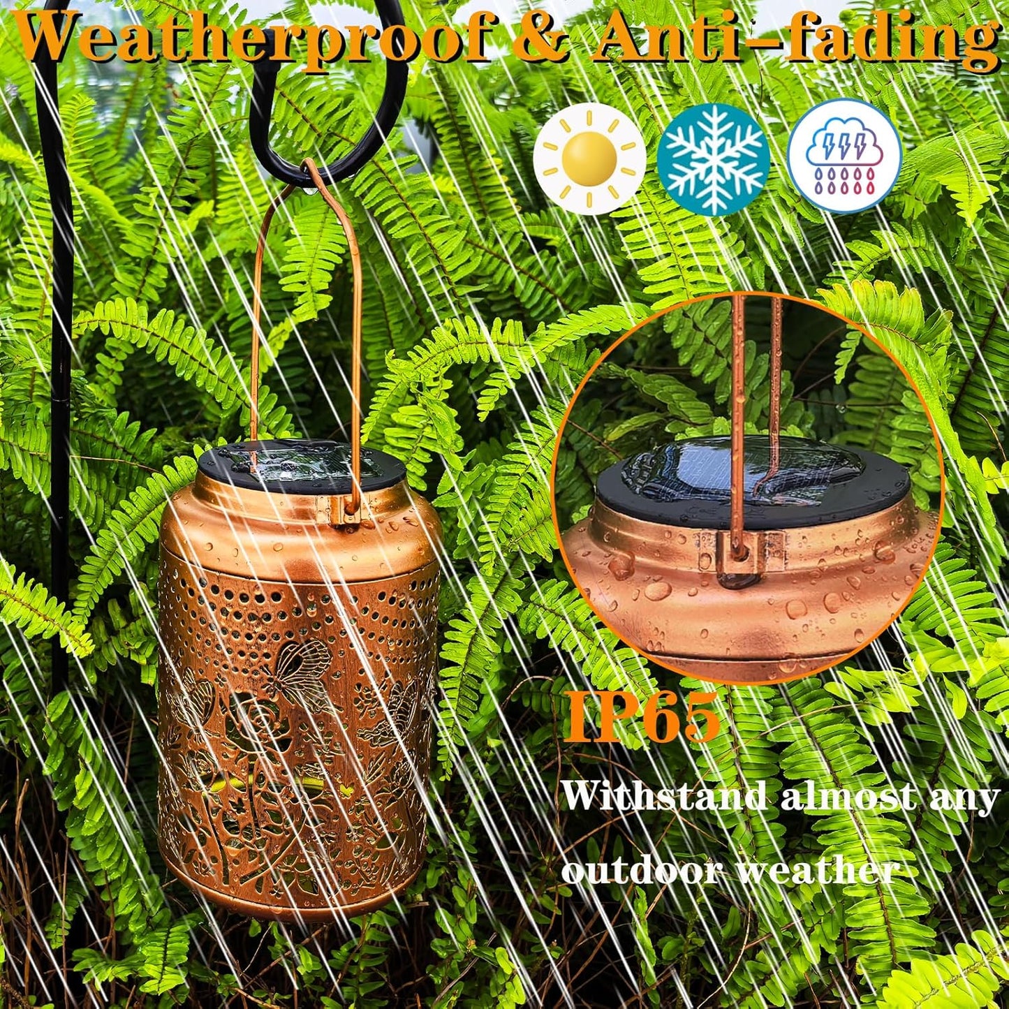 Solar Butterfly Rose Lantern Outdoor Decor,Waterproof Hanging Metal Garden Lights for Patio,Yard,Porch ,Unique Birthday Gifts for Women,Mom,Grandma,Sister,Bestie,Christmas,Thanksgiving,1PC