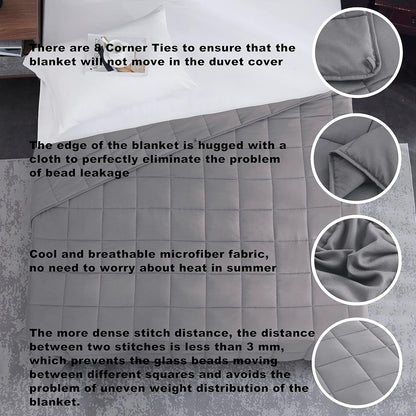 L'AGRATY Weighted Blanket - 88"x104" 20lbs Cooling Breathable Heavy Blanket Microfiber Material with Glass Beads for Adult All-Season Summer Fall Winter Soft Thick Comfort