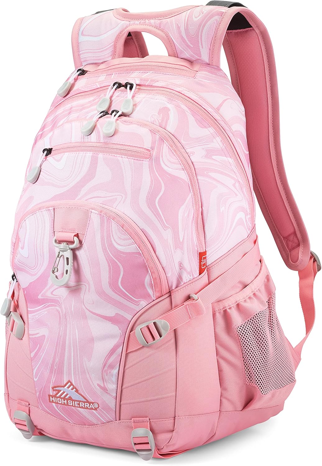 High Sierra Loop Backpack, Travel, or Work Bookbag with tablet sleeve, One Size, Pink Marble - Bubblegum Pink