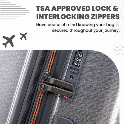 Spyder Traverse 20 Inch Carry On Expandable Hardside Upright Suitcase with 360° Spinner Wheels, TSA Approved Lock, Silver