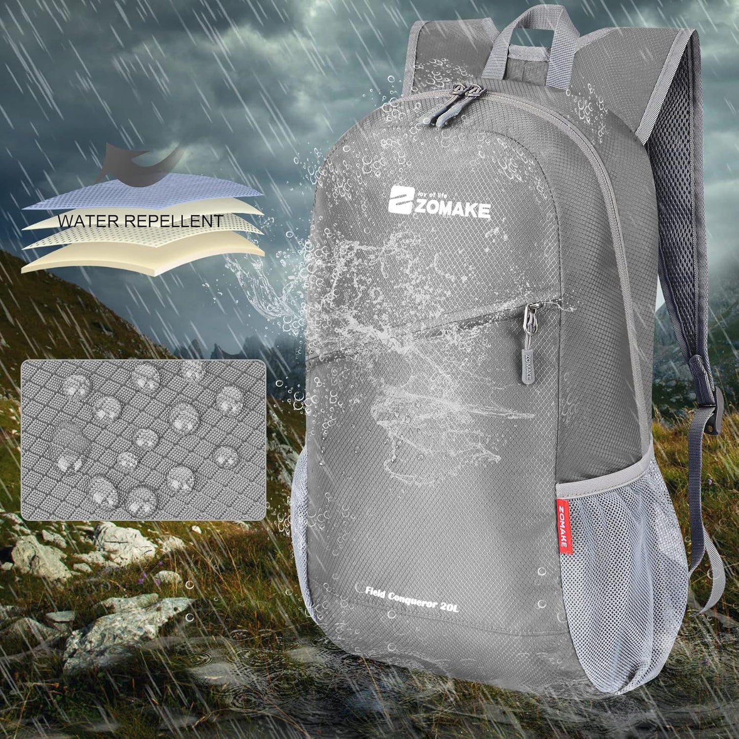 ZOMAKE Lightweight Packable Backpack 20L, Foldable Backpacks Small Daypack for Hiking Water Resistant Day Bag for Travel
