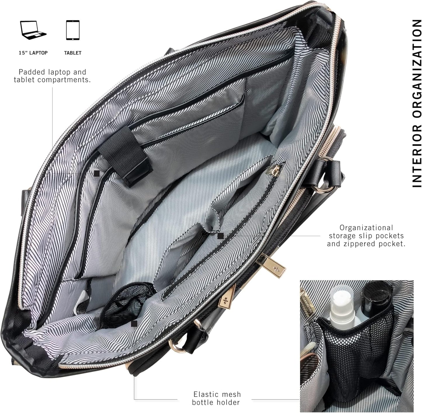 Kenneth Cole REACTION Chelsea Quilted Chevron 15" Laptop & Tablet Business Tote with Removable Shoulder Strap