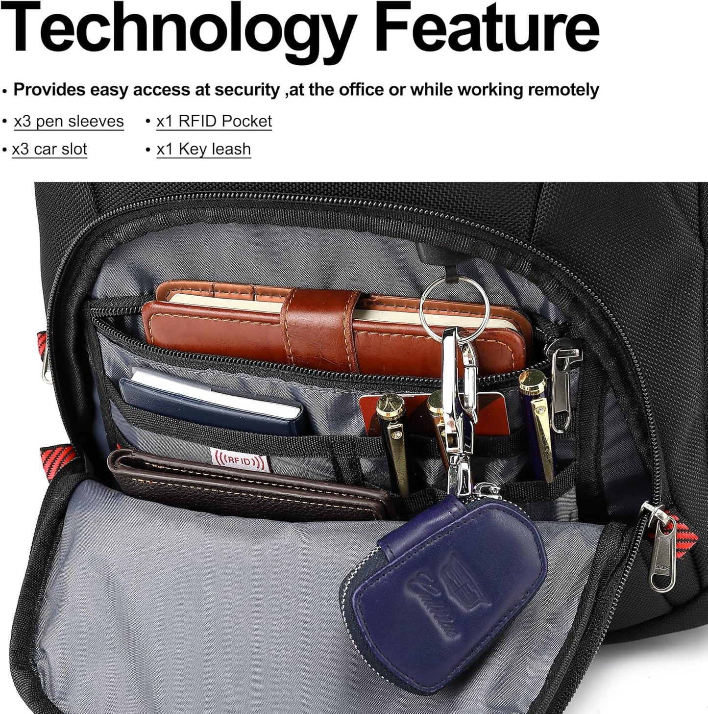 Boavan Laptop Backpack for men, 17.3 inch Laptop Bag with USB Port, Waterproof Travel Work Backpack Purse, Anti-Theft Teacher Nurse Doctor Casual Bookbags Office Business backpack ，Black