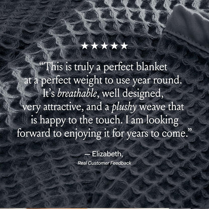 BOLL & BRANCH Waffle Bed Blanket - Twin, Shore - Luxury 100% Organic Cotton - Soft, Lightweight and Breathable - Textured Waffle Weave Design