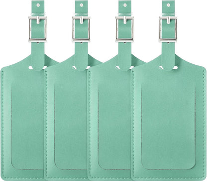 Travelambo Luggage Tags for Suitcases PU Leather Travel Tags Bag Tags Privacy Protection Travel Essentials