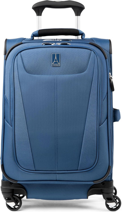 Travelpro Maxlite 5 Softside Expandable Carry on Luggage with 4 Spinner Wheels, Lightweight Suitcase, Men and Women, Ensign Blue, Compact Carry-on 20-Inch