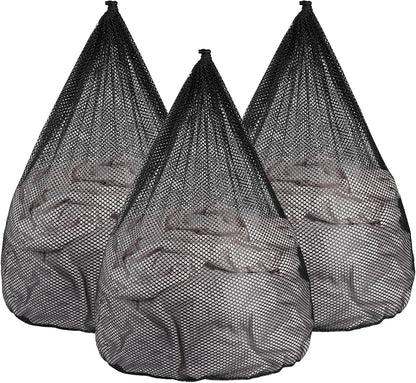 3Pcs Mesh Laundry Bags Washing Machine Mesh Wash Bags Jumbo for Delicates Clothes,Bed Linen,Toys with Drawstring Closure Sturdy (Black, Jumbo 3 pcs)