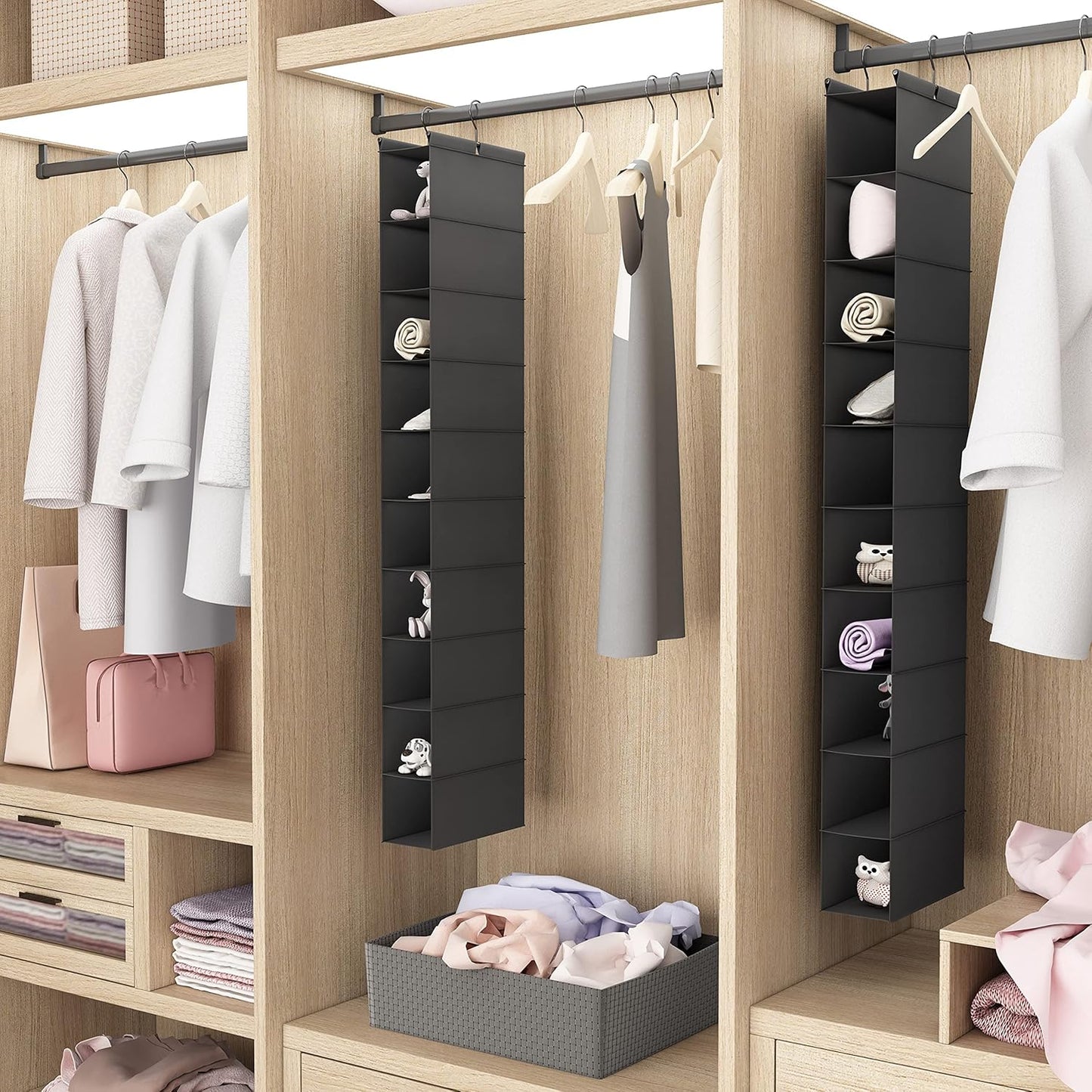 MAX Houser 10-Shelf Hanging Shoe Shelf Organizer, Hanging Shoe Storage for Closet (Black)