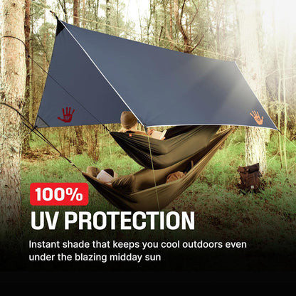 Rain Fly12x10 Lightweight Survival Camping Tarp; 100% Waterproof; Makes a Great Backpacking Tarp or Hammock Shelter; Comes in Multiple Colors, Survival Bracelet Included; Grey