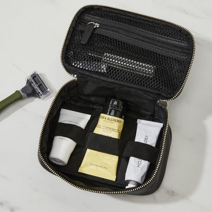 Leatherology Brown Small Travel Organizer - Zipped mesh storage pocket, elastic loops for organization, compact travel size