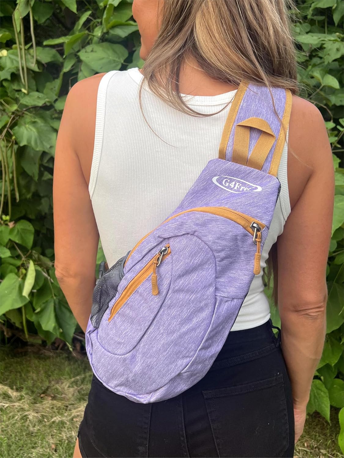 G4Free Sling Bag for Men Women, Small Crossbody Backpack Lightweight Chest Shoulder Bags for Travel, Outdoor and Sports (Light purple)