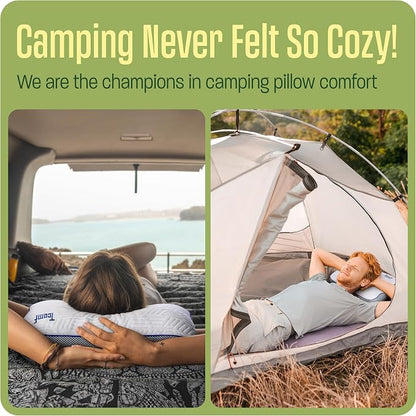 Camping Pillow: Dual Cover, Memory Foam Travel Pillow, Medium Firm Camp Pillow - Image 4