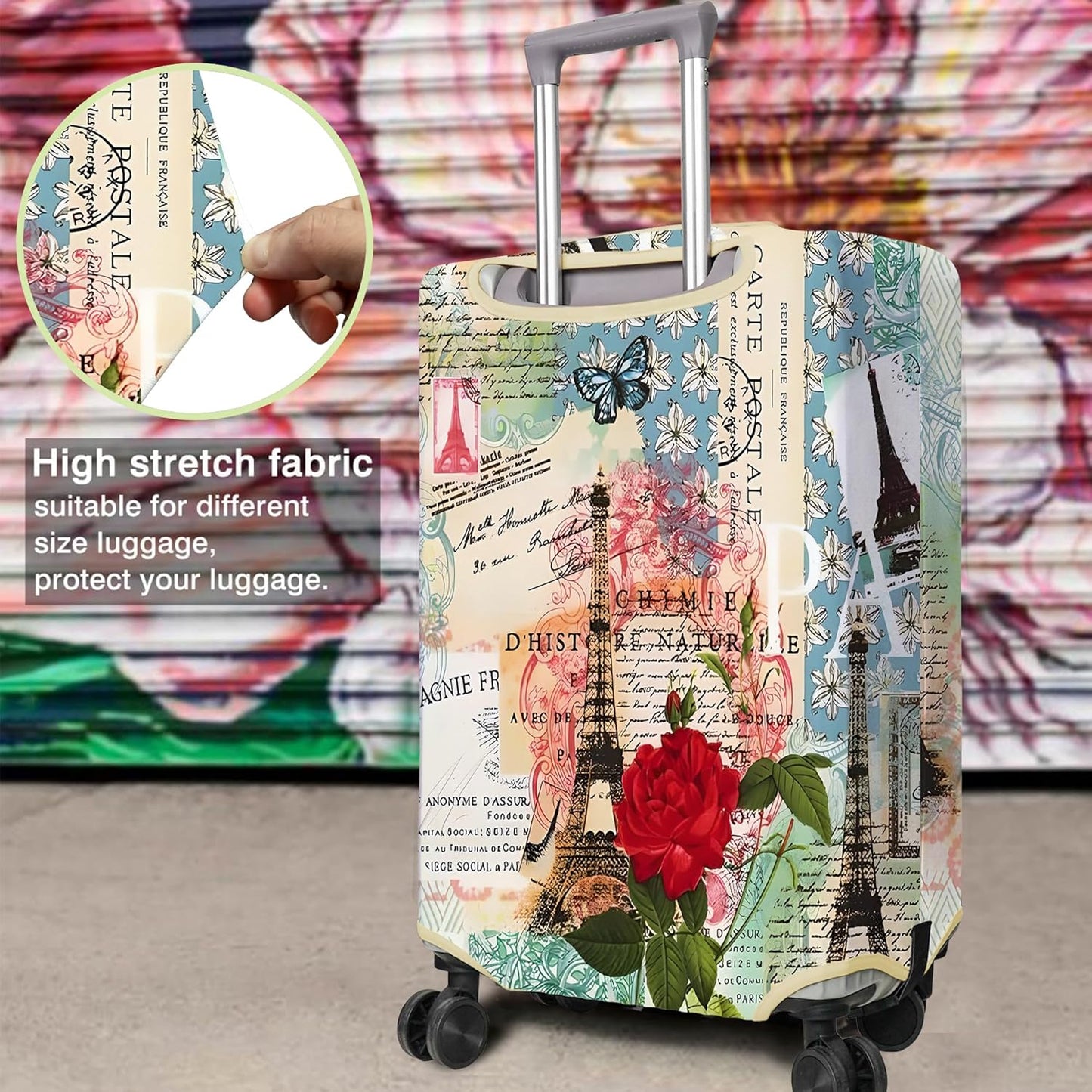 Travel Luggage Cover Suitcase Protector Fits 18-32 Inch Wheel Covers PatternedTravel Related Items Flower Luggage Protector Elastic S