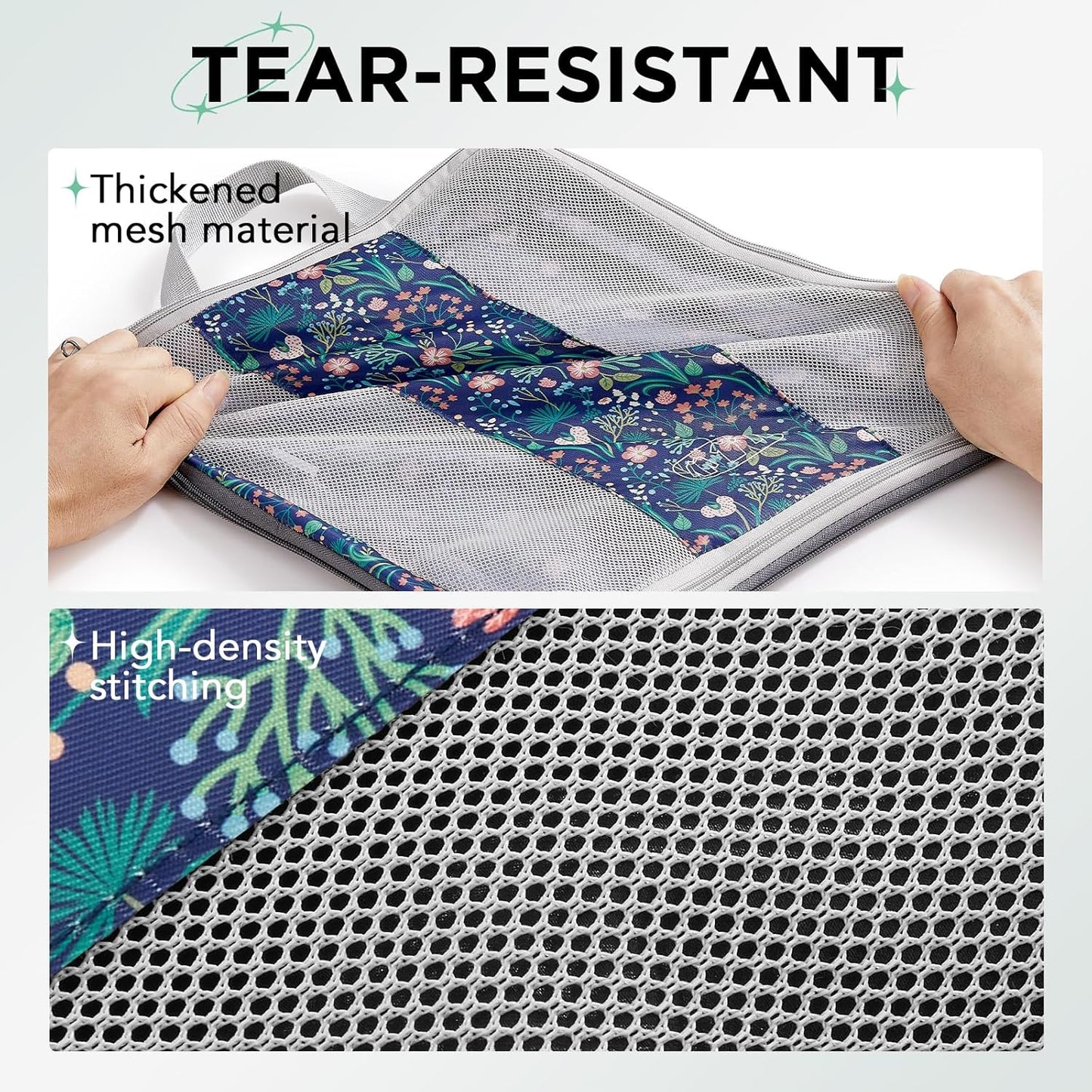 6 Set Compression Packing Cubes for Travel Essentials,Compressible Expandable Packing Cubes for Suitcase,OlarHike Luggage Organizer Bags for Travel(Dark Blue Floral)