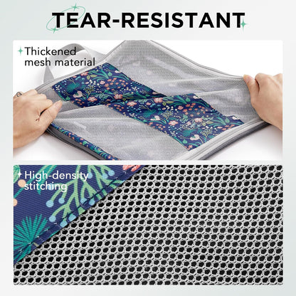 2 Set Compression Packing Cubes for Travel Essentials,Compressible Expandable Packing Cubes for Suitcase,OlarHike Luggage Organizer Bags for Travel(Dark Blue Floral)