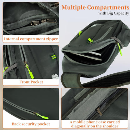 Small Sling Backpack, Lightweight Crossbody Backpack,Foldable Cross Body Bag for Men Women,Shoulder Bag for Sport Outdoors Hiking Traveling