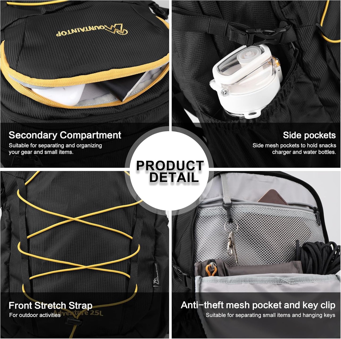 MOUNTAINTOP Hiking Backpack,25L Camping Backpack, Men Women Hiking Daypack Lightweight Travel Backpack for Camping Climbing Skiing Cycling