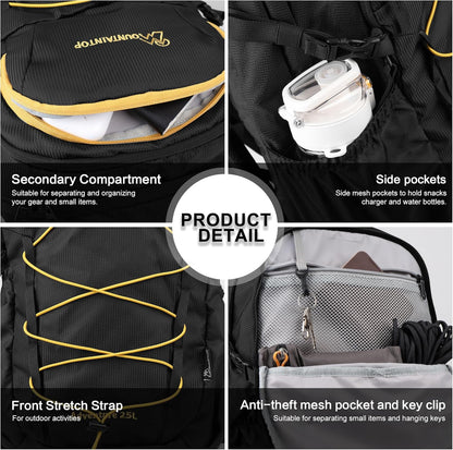 MOUNTAINTOP Hiking Backpack,25L Camping Backpack, Men Women Hiking Daypack Lightweight Travel Backpack for Camping Climbing Skiing Cycling
