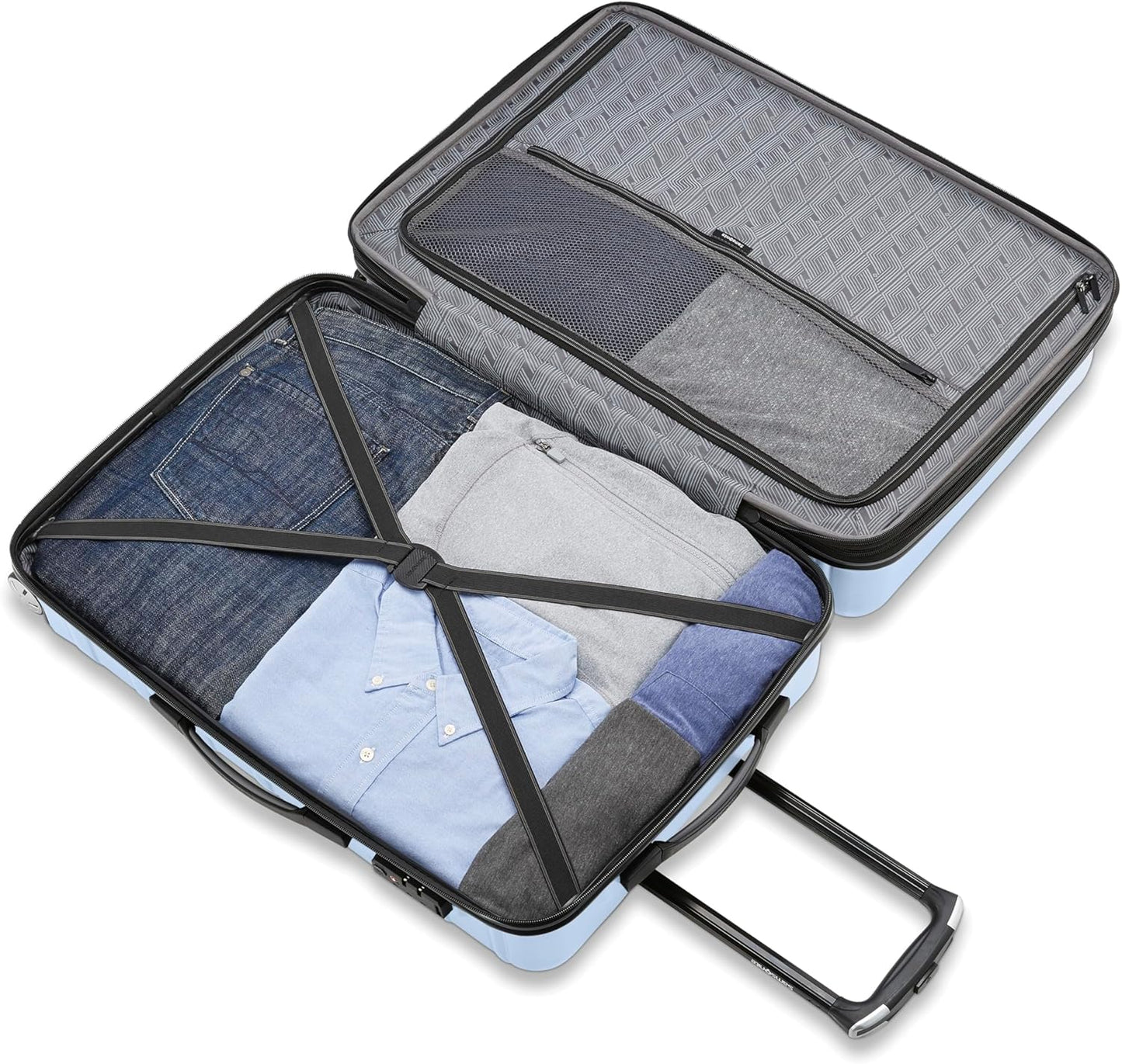 Samsonite Omni 2: 24-Inch Medium Checked Hardside Luggage with 360° Spinner Wheels - Scratch Resistant Hardshell - TSA Lock - Expandable Polycarbonate Shell for Lightweight Travel - Pale Blue