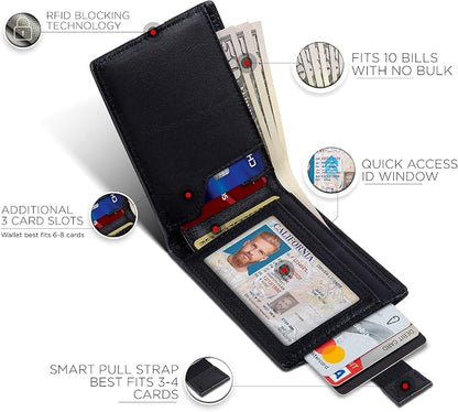 SERMAN BRANDS RFID Blocking Slim Bifold Genuine Leather Thin Minimalist Front - Image 3