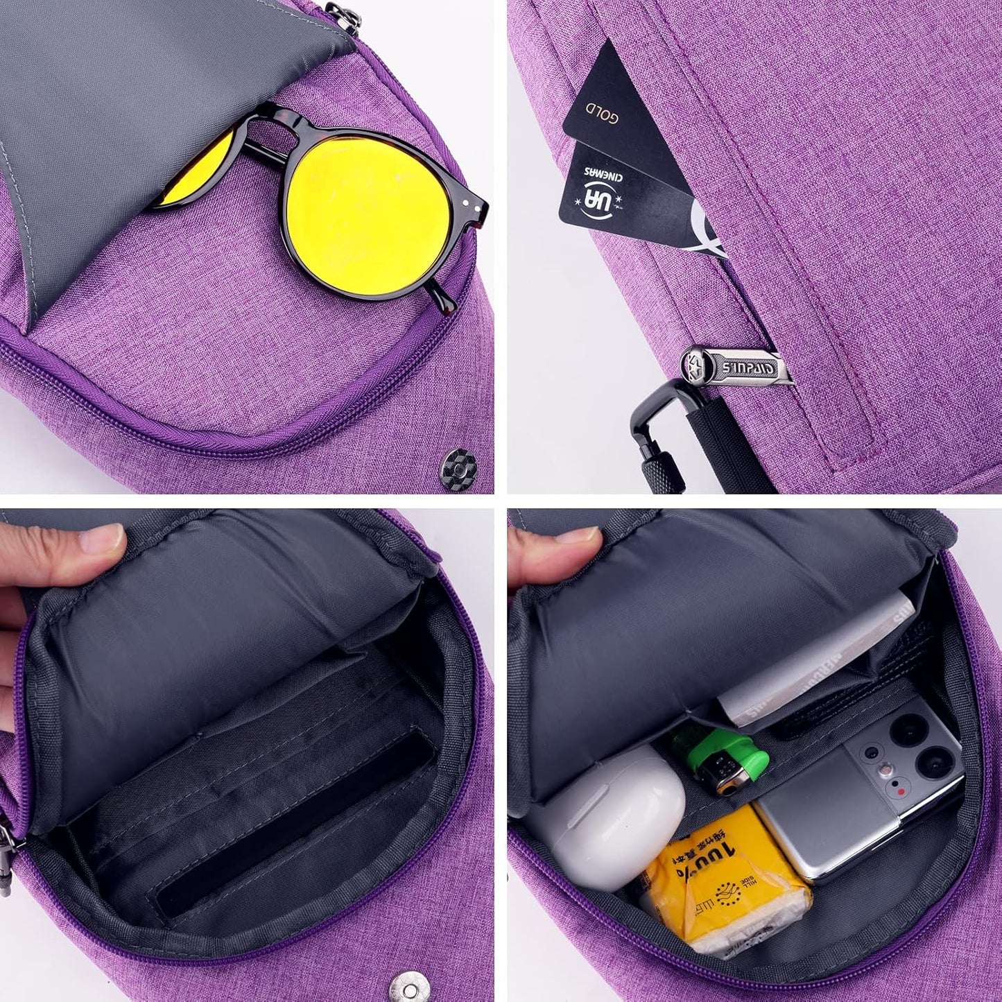 WATERFLY Small Crossbody Sling Backpack Anti Theft Backpack for Traveling Chest Shoulder Bag