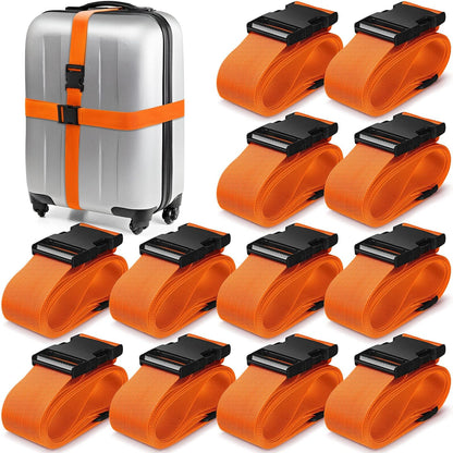 Eccliy 12 Pack Luggage Straps Suitcase Belts Wide Adjustable Packing Straps Travel Belts Accessories for Business Packing(Orange)