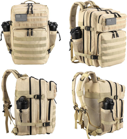 LHI Military Tactical Backpack for Men and Women 45L Army 3 Days Assault Pack Bag Large Rucksack with Molle System - Cream