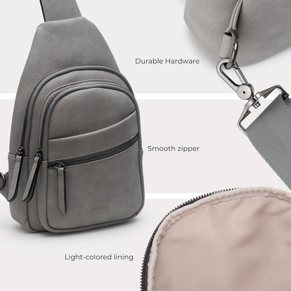 Alldaily Large Sling Bag for Women Crossbody Purse Leather Fashionable Trendy Chest Bag for Travel, Fanny Pack (Grey)