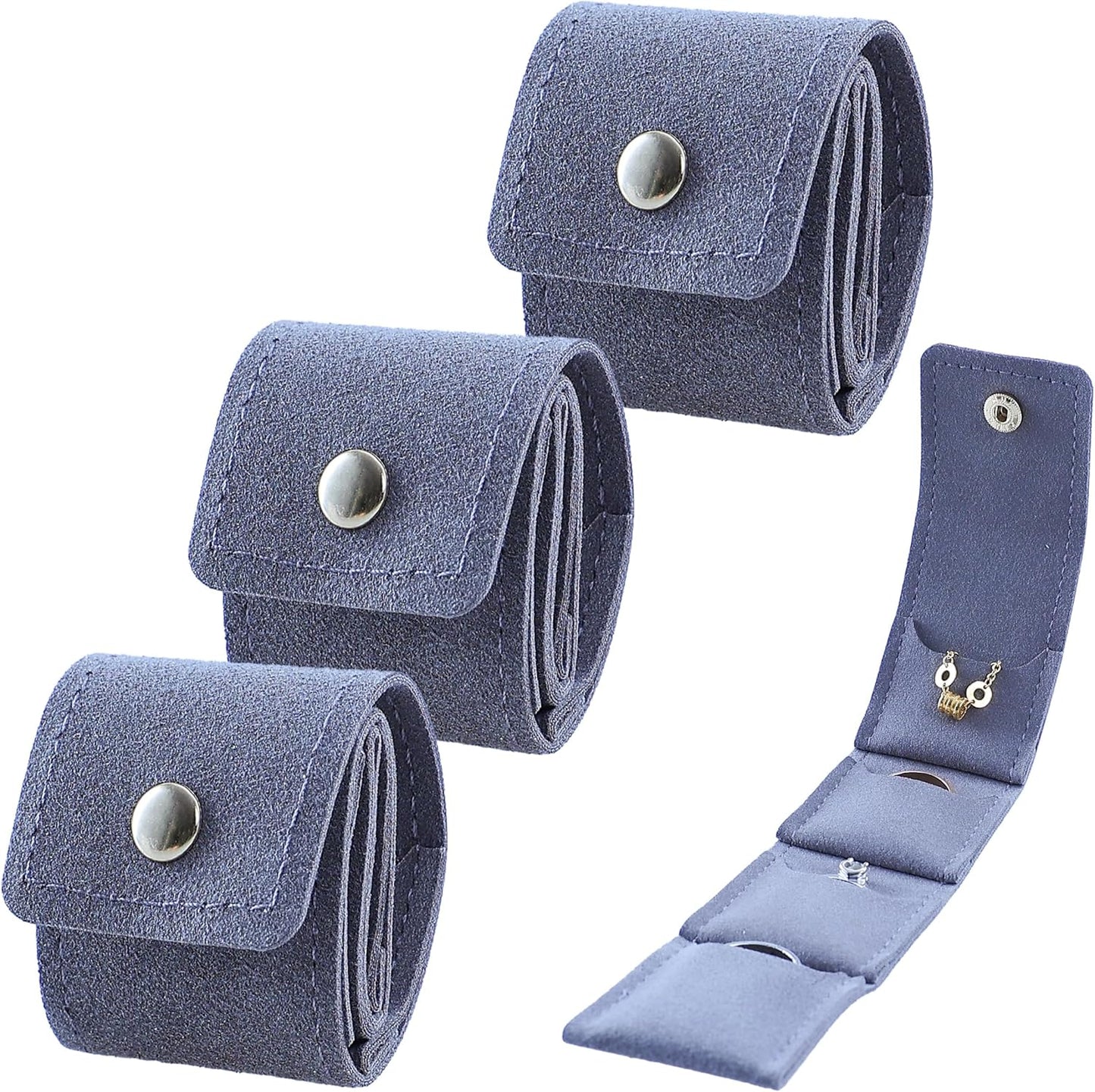 3 PCS Mini Travel Jewelry Organizer Bag - Tinycious Foldable Portable Case with Buckle, Auxiliary Jewelry Storage for Travel