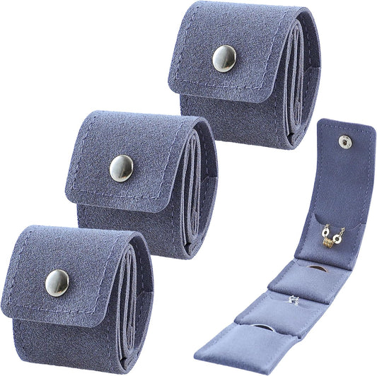 3 PCS Mini Travel Jewelry Organizer Bag - Tinycious Foldable Portable Case with Buckle, Auxiliary Jewelry Storage for Travel