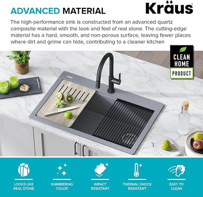 KRAUS Bellucci Workstation 33 in. Drop In Single Bowl Granite Kitchen Sink in - Image 7