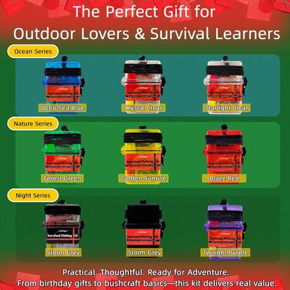 Mini Survival Fishing Kit Small Emergency Fishing Gear Box Pocket Fishing Tackle Travel Fishing Shoebox Surf Survivalist Fishing Accessories Pack Gifts for Fishing Starter Men