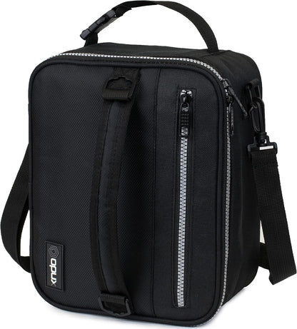 opux Insulated Lunch Box for Men Women Adult, Compact Lunch Bag for Kids Boy Girl Teen, Soft Lunch Cooler Bag for Work School, Leakproof Lunchbox Lunch Pail with Clip-on Buckle, Black