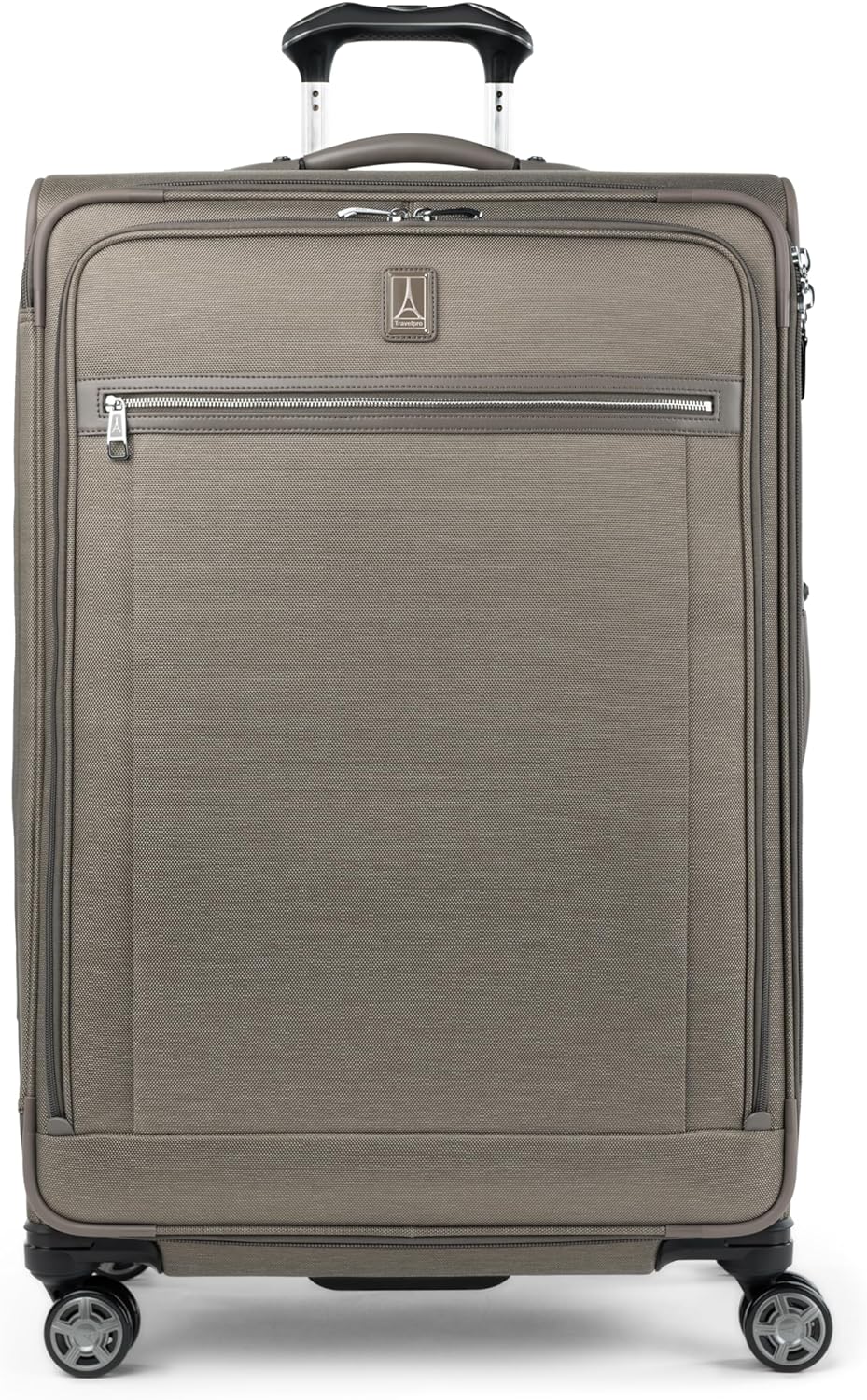 Travelpro Platinum Elite Softside Expandable Checked Luggage, 8 Wheel Spinner Large Suitcase, TSA Lock, Men and Women, Metallic Sand, Checked Large 29-Inch