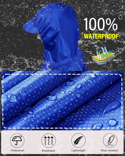 iCreek Hooded Rain Poncho with Pocket Waterproof Lightweight Unisex Raincoat Jacket for Hiking, Camping, Outdoor