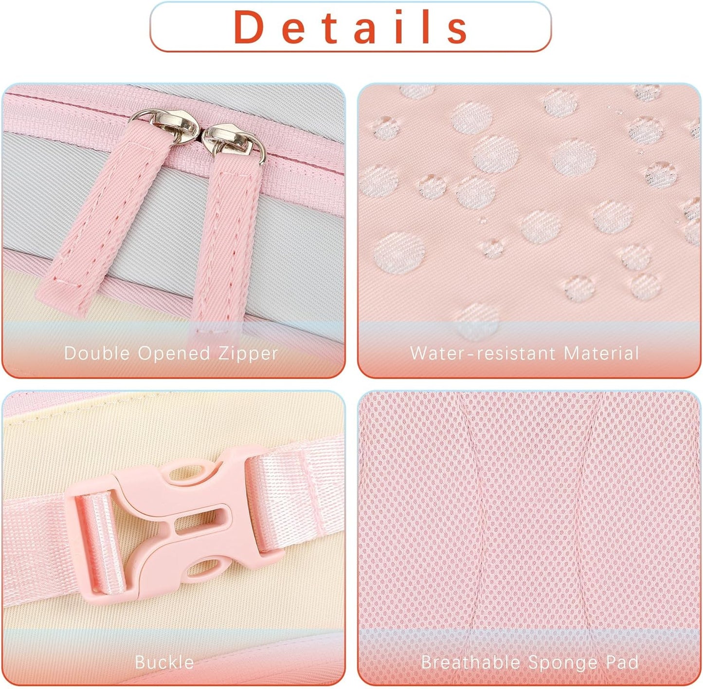 Lightweight Cute Kids Backpack for School Kindergarten Elementary Backpacks for Gilrs ages 6-8-10 (Pink Cream Celeste)