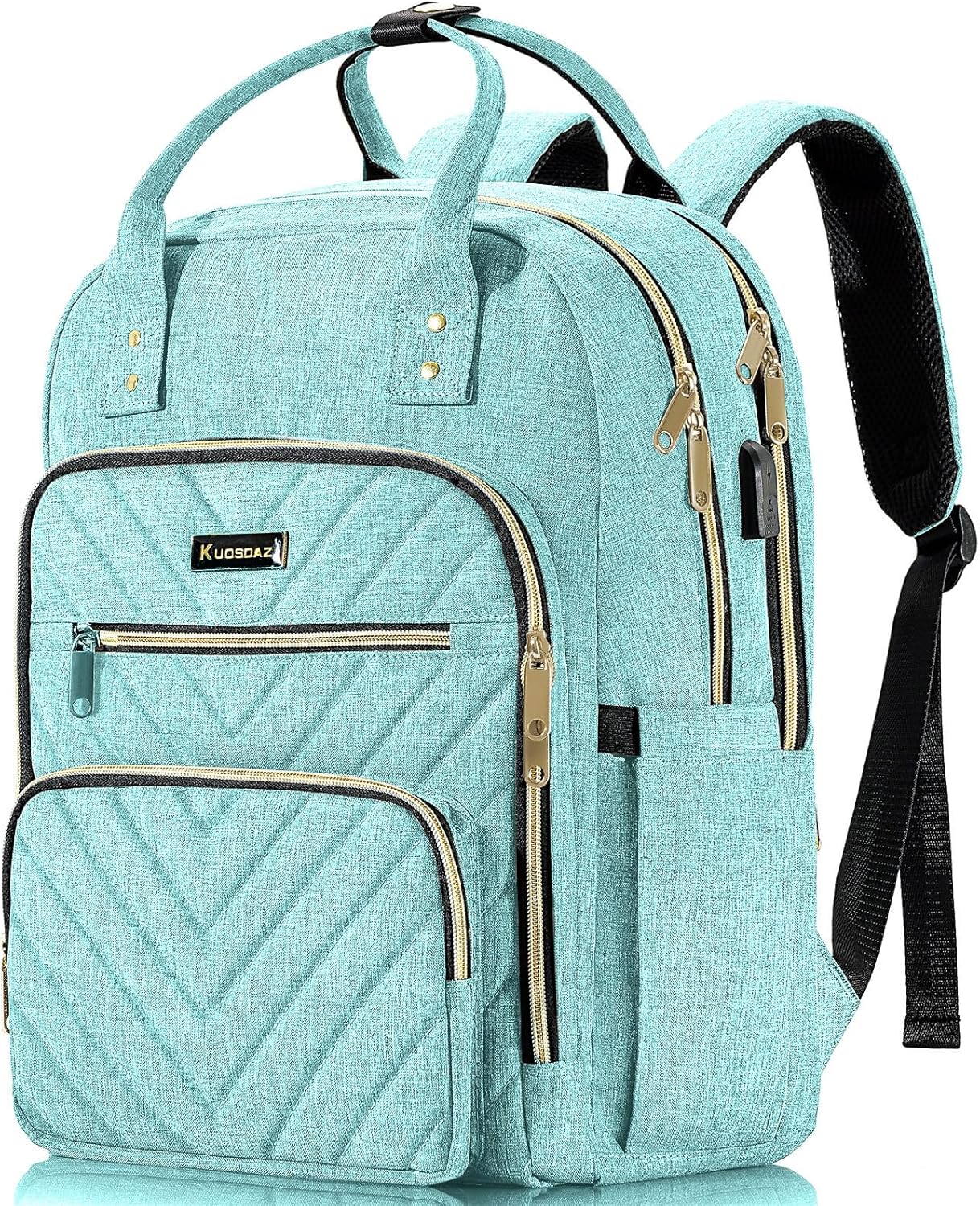 Laptop Backpack for Women, High School Bookbag for Girls with USB Port Charging, 15.6 Inch Water Resistant Computer Bag for Work, Travel College Back Pack Purse Gifts for Student Teacher, Light Green