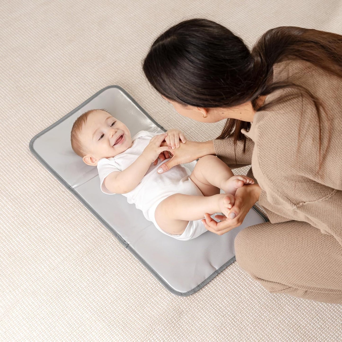 Comfy Cubs Baby Changing Pad Compact Size - Waterproof Diaper Changing Mat with Cushioned Pillow - Soft & Lightweight, Foldable Design for Travel - Stylish Design for Boys and Girls - Earth Green