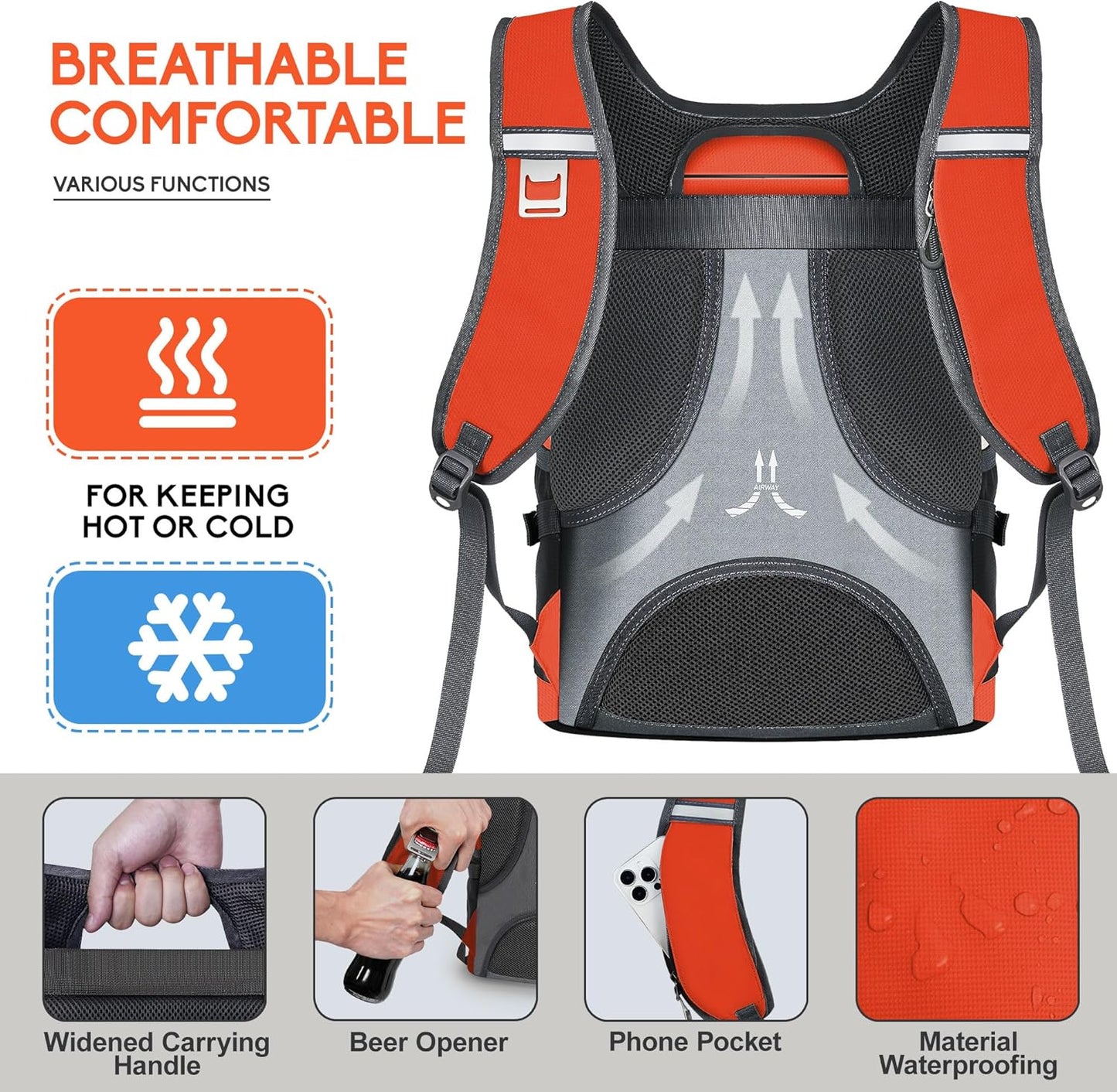 N NEVO RHINO Backpack Coolers Insulated Leak Proof 36/54 Cans,Portable Lightweight Waterproof Insulated Cooler Backpack for Men & Women Ideal for Camping,Travel,Beach,Picnics,Lunch & Day Trips