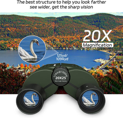 20X25 Small Binoculars for Adults and Kids, Large Eyepiece Binoculars for Bird Watching Easy Focus, Pocket High Powered Opera Glasses for Concert, Cruise Ship, Travel Must Have