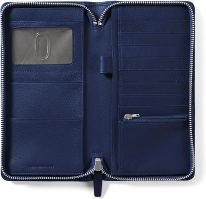 Leatherology Navy Blue Travel Zip Organizer Wallet, Passport Holder, RFID Available, Full Grain Leather