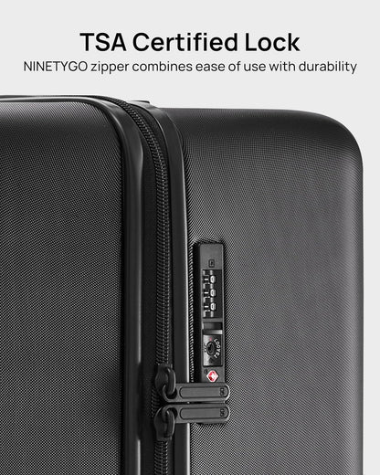 Trunk Luggage 24 Inch, Medium Checked Luggage with Double Spinner Wheels, Anti-Burst Zipper, Hard Case PC Suitcase, Lightweight Travel Luggage, TSA Approved (Onyx Black, Hudson)