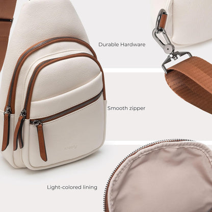Alldaily Large Sling Bag for Women Crossbody Purse Leather Fashionable Trendy Chest Bag for Travel, Fanny Pack (White)