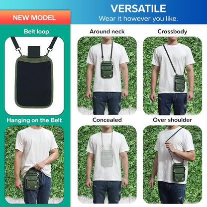 Neck Wallet – Travel Pouch and RFID Blocking Passport Holder for Women and Men, Slim Travel Wallet (Army Green)