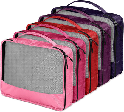 5 Pcs Packing Cubes for Suitcase Large Travel Cubes Carry on Luggage Organizer Bags for Clothes Accessories(L,Purple)