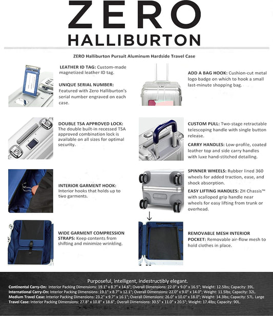 ZERO Halliburton Pursuit Aluminum Hardside Travel Case