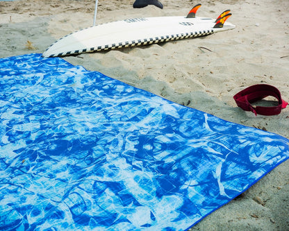 Quick Dry Towel Extra Extra Large 72x72 Inch - Microfiber Beach Towel - Perfect for Beach, Travel, Swimming, Pool, Yoga, Hiking, Camping - Lightweight, Fast Drying, Compact for Adults (Blue Wonder)